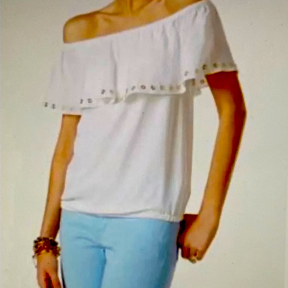 MICHAEL Michael Kors Off Shoulder Ruffle Top size M
